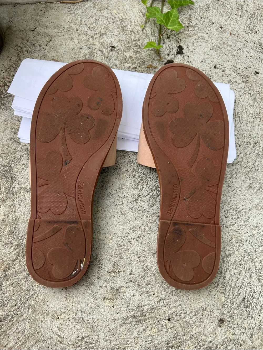 Cushionaire Women’s Beige Slide Sandals with Padded Footbed